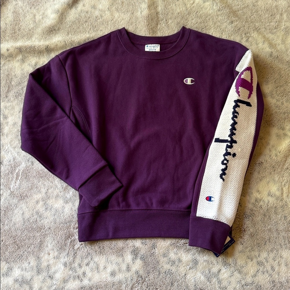 CHAMPION Women's Deep Purple Crew Neck Sweatshirt NWT, size Medium - Picture 12 of 12
